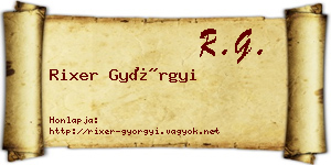 Rixer Györgyi névjegykártya